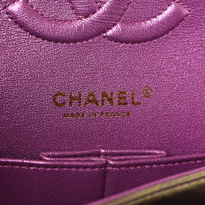 Chanel Iridescent Lambskin Quilted Medium Double Flap Purple 6 of 10