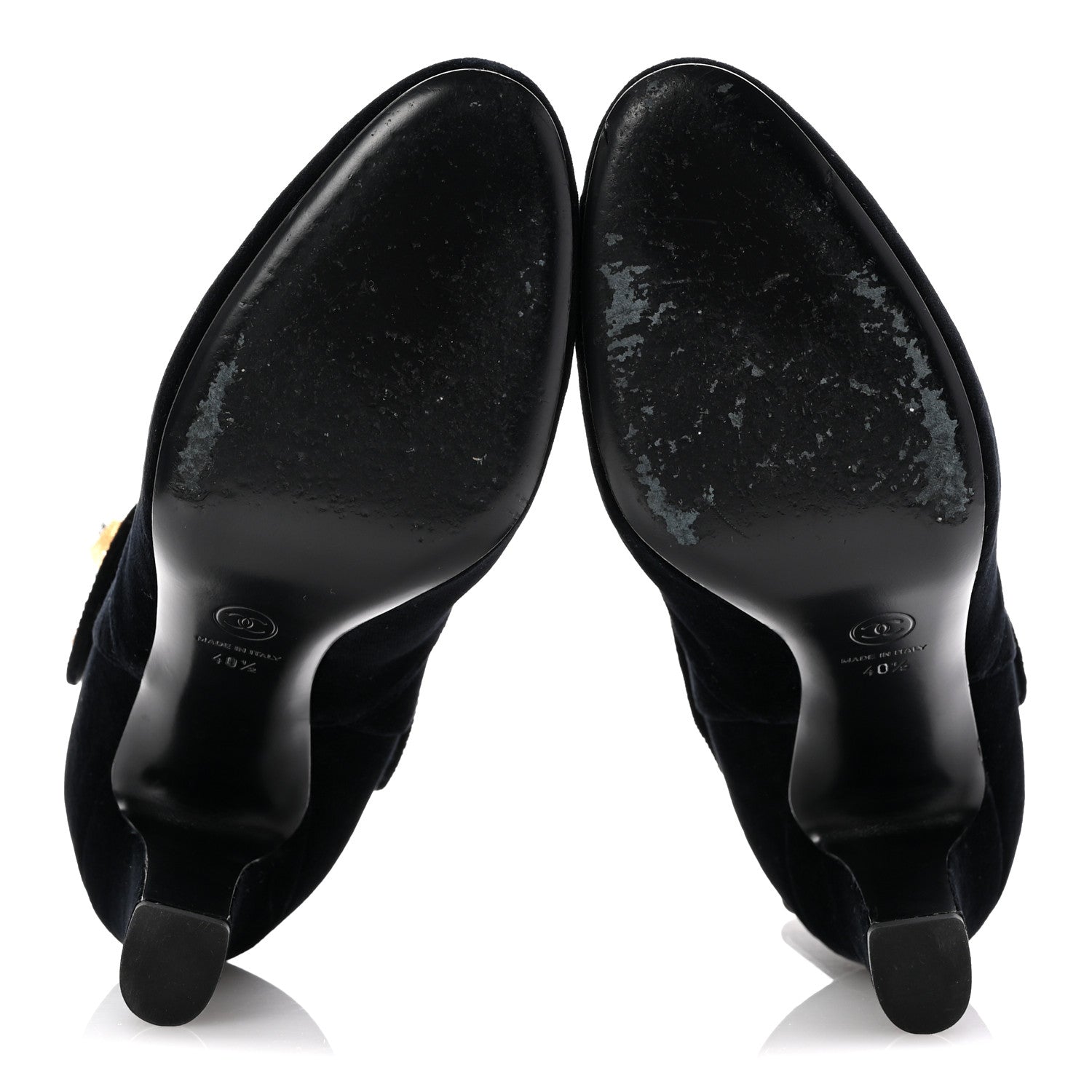 Chanel Velvet Short Boots 40.5 Black 6 of 9