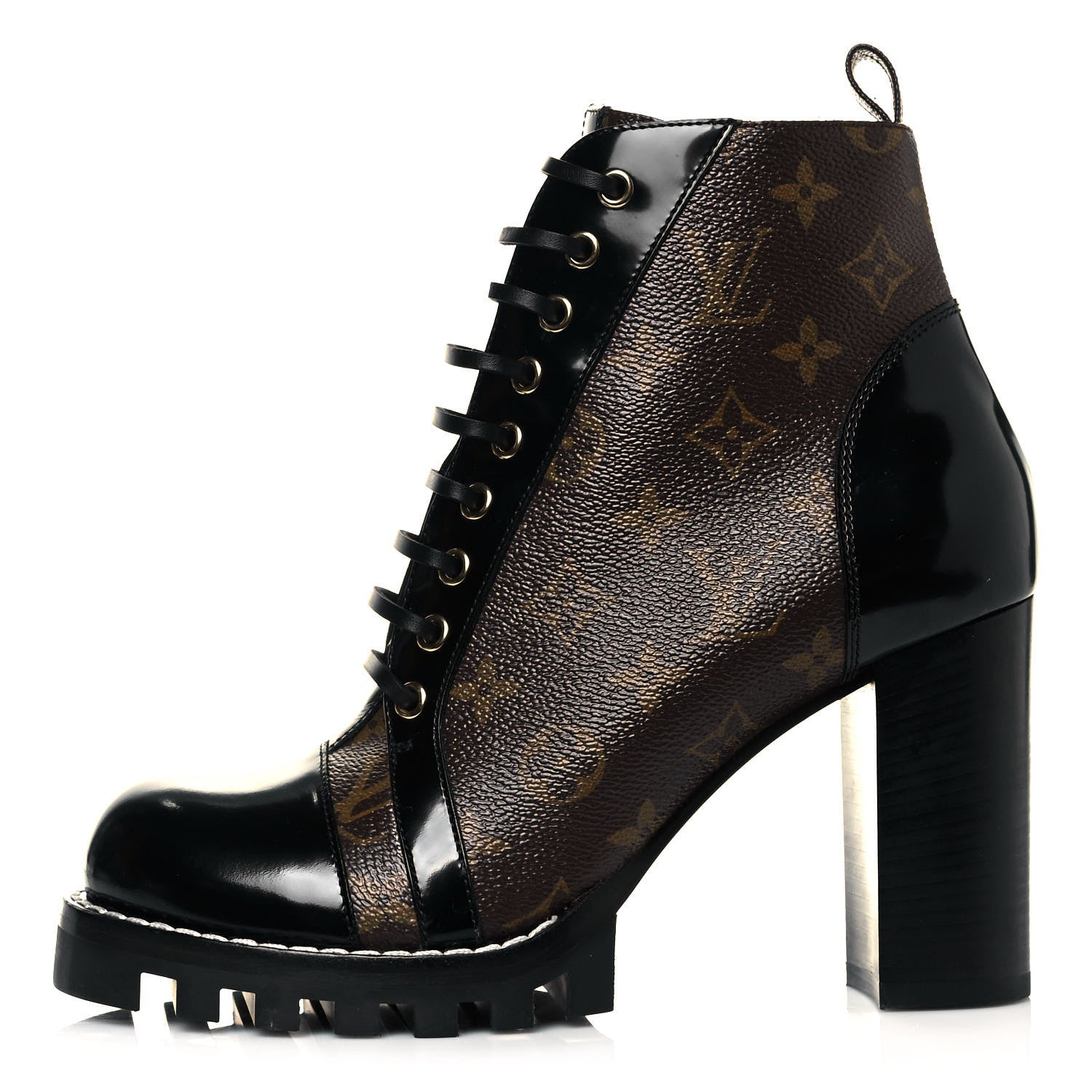 Louis Vuitton Patent Calfskin Monogram Star Trail Ankle Boots 41 Black 1 of 8