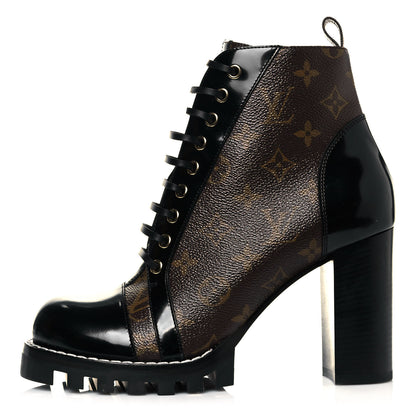 Louis Vuitton Patent Calfskin Monogram Star Trail Ankle Boots 41 Black 1 of 8