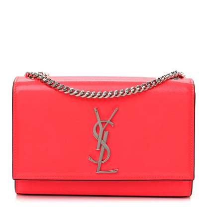 Saint Laurent Patent Grain de Poudre Small Monogram Kate Satchel Neon Pink 1 of 9