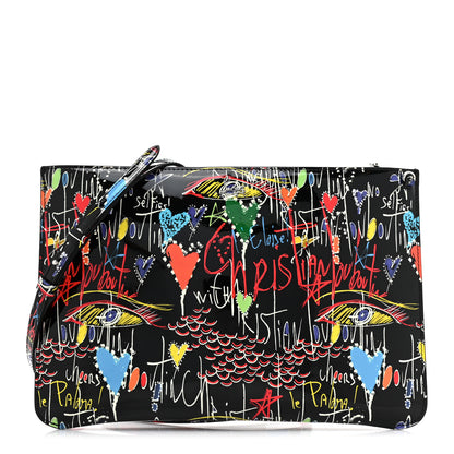 Christian Louboutin Patent Loubitag Loubiclutch Graffiti Clutch Black 1 of 8