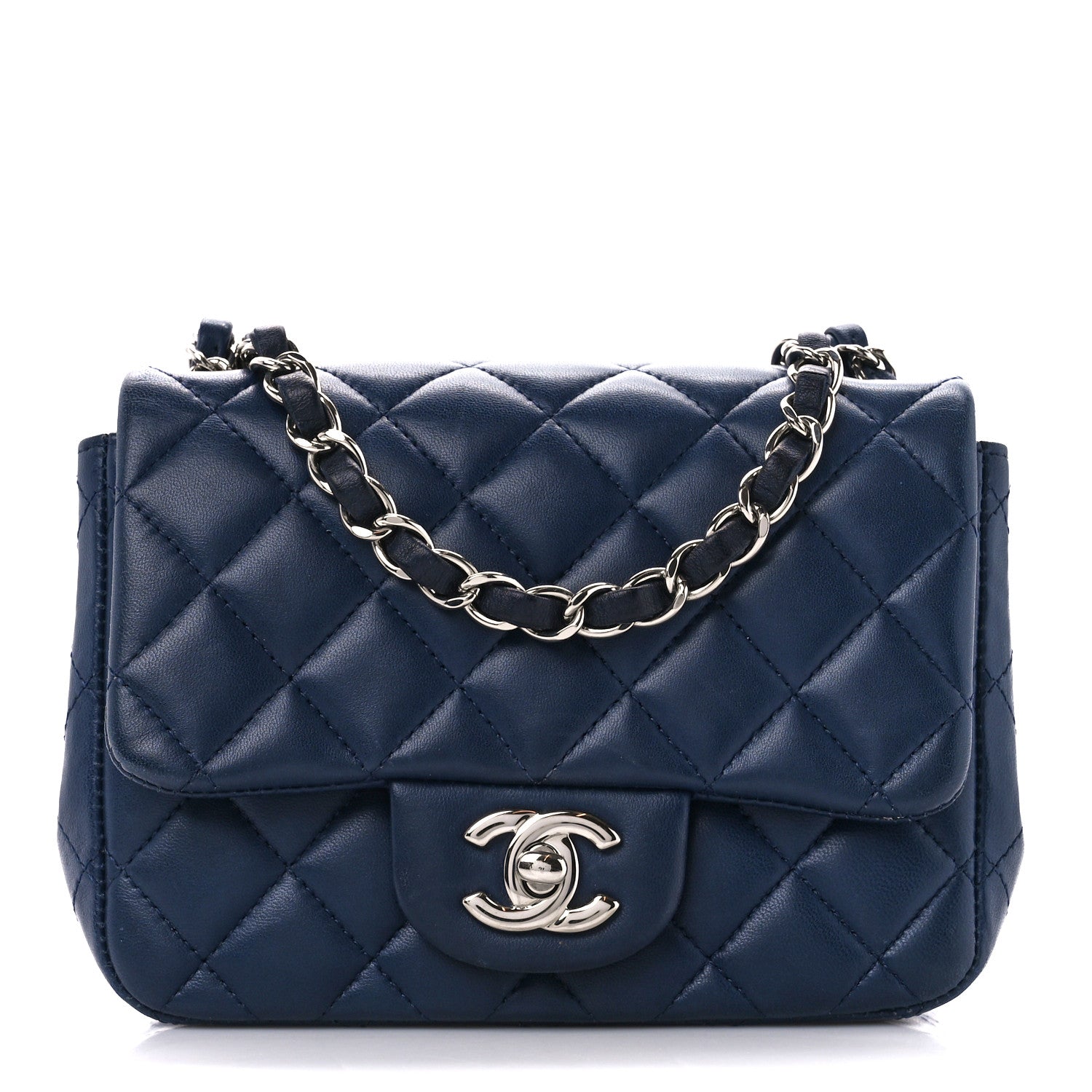 Chanel Lambskin Quilted Mini Square Flap Navy 1 of 11