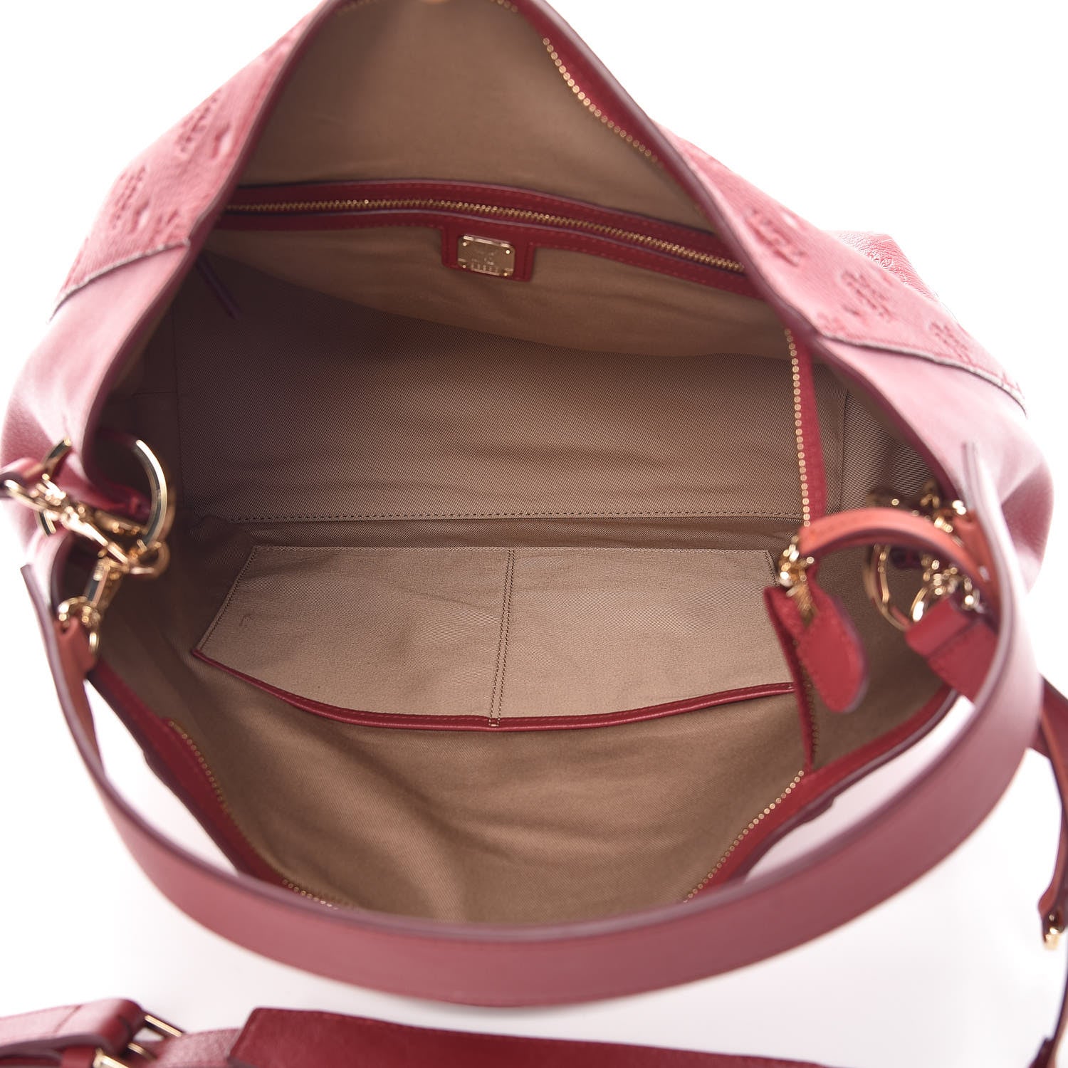 MCM Grained Calfskin Large Hobo Ruby Tan 5 of 12