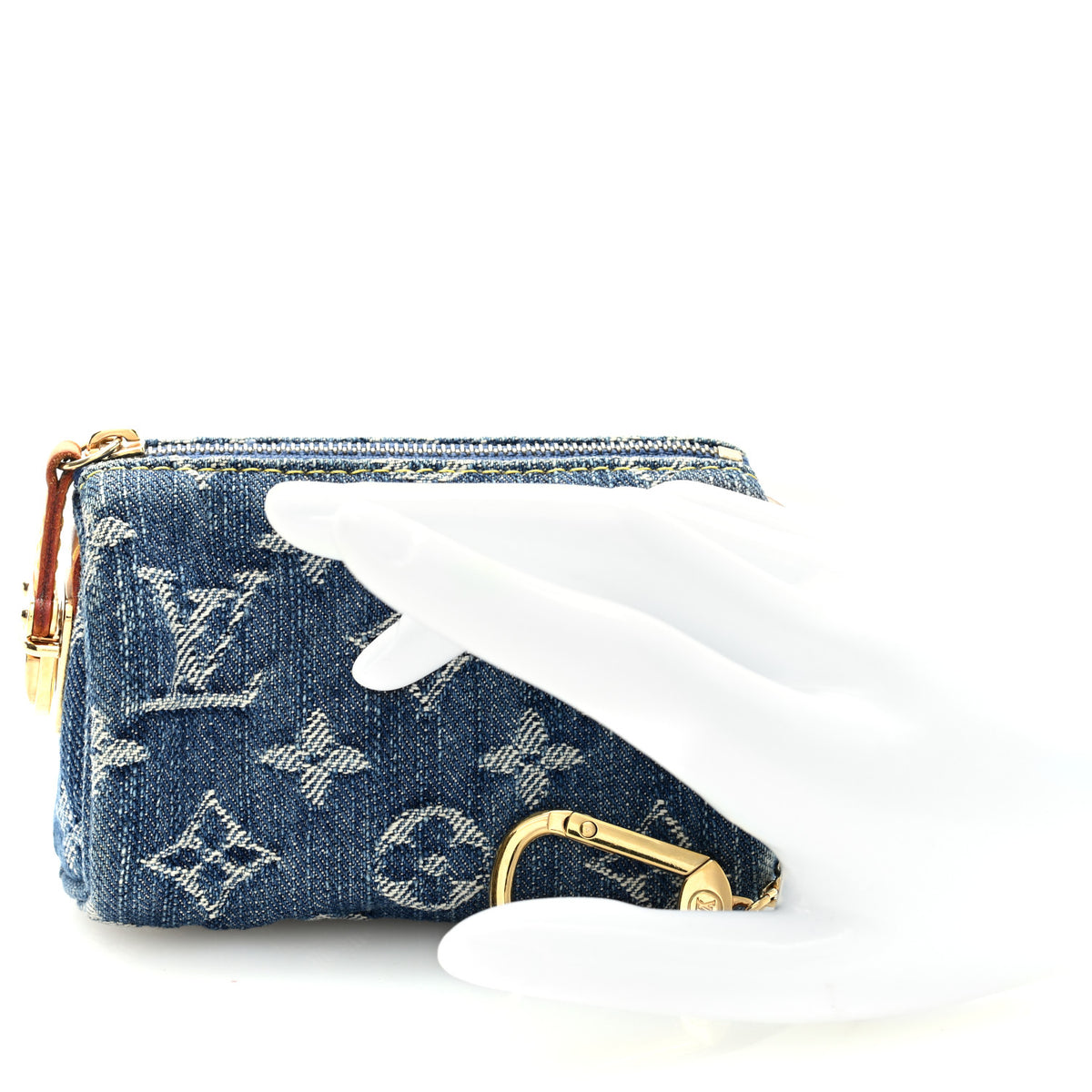 Louis Vuitton Monogram Denim Pochette Speedy PM Key Holder Blue 2 of 7