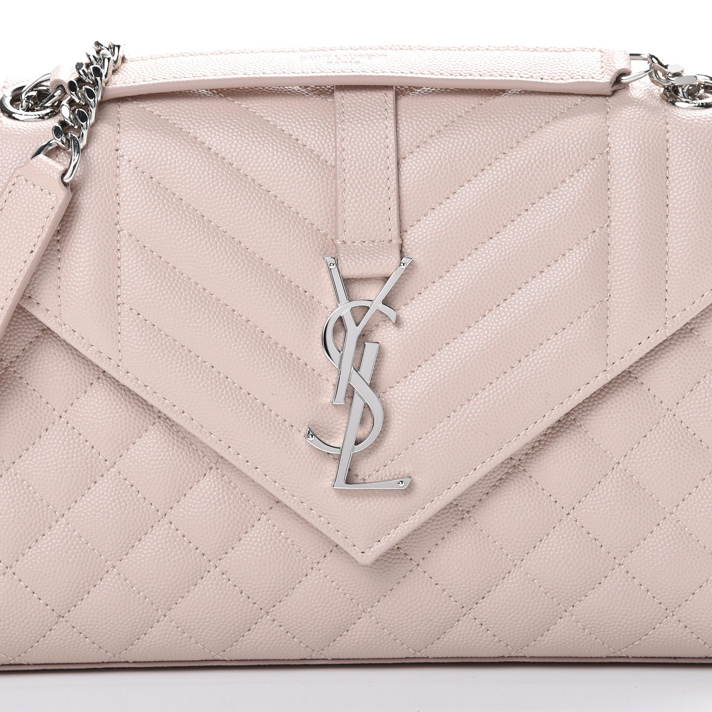 Grain De Poudre Textured Mixed Matelasse Medium Triquilt Monogram Satchel Marble Pink