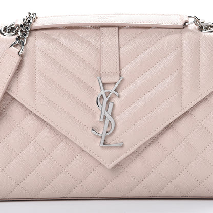 Saint Laurent Grain De Poudre Textured Mixed Matelasse Medium Triquilt Monogram Satchel Marble Pink 7 of 9