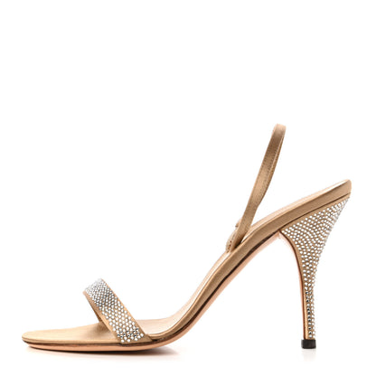Valentino Garavani Satin Crystal Strap Sandals 37 Beige 1 of 7