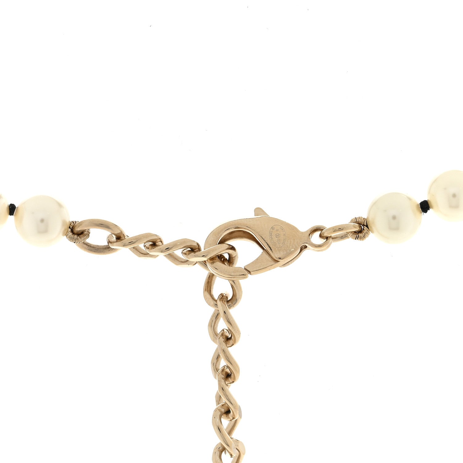 Chanel Pearl Crystal Lambskin CC Long Necklace Gold Black 4 of 4