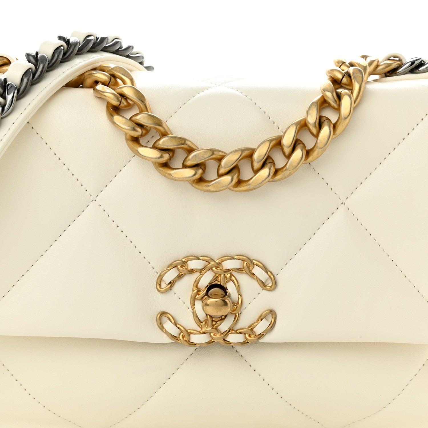 Chanel Lambskin Quilted Medium Chanel 19 Flap White 8 of 10