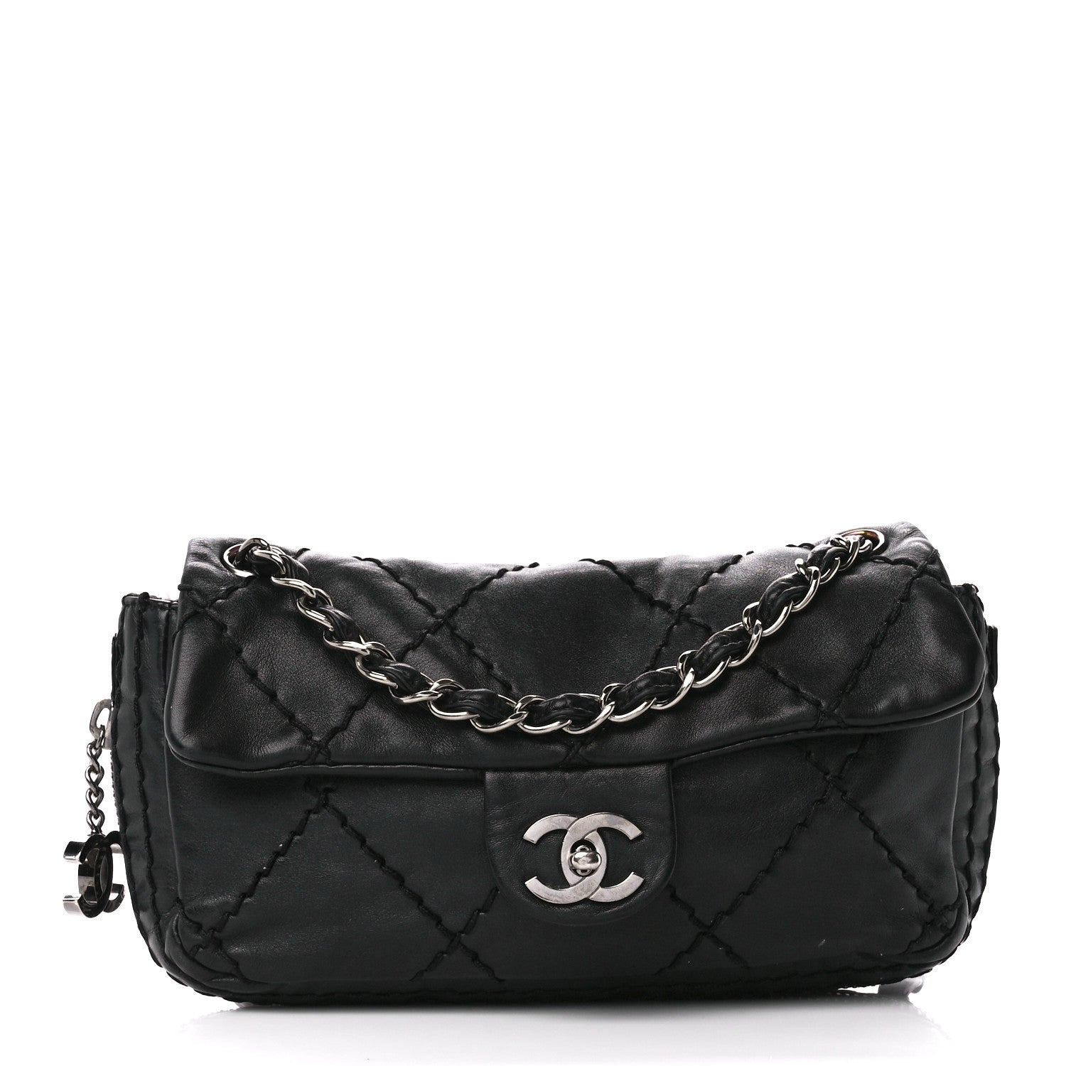 Chanel Calfskin Stitched Expandable Flap Black 1 of 12