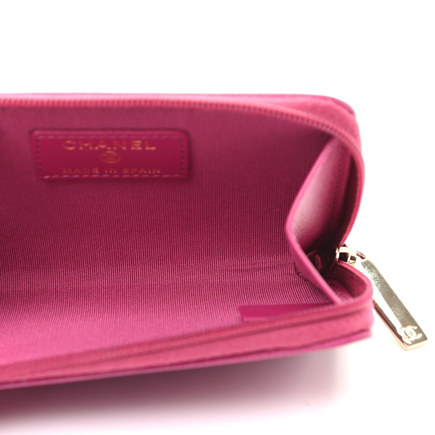 Calfskin Chain CC Key Holder Case Dark Pink