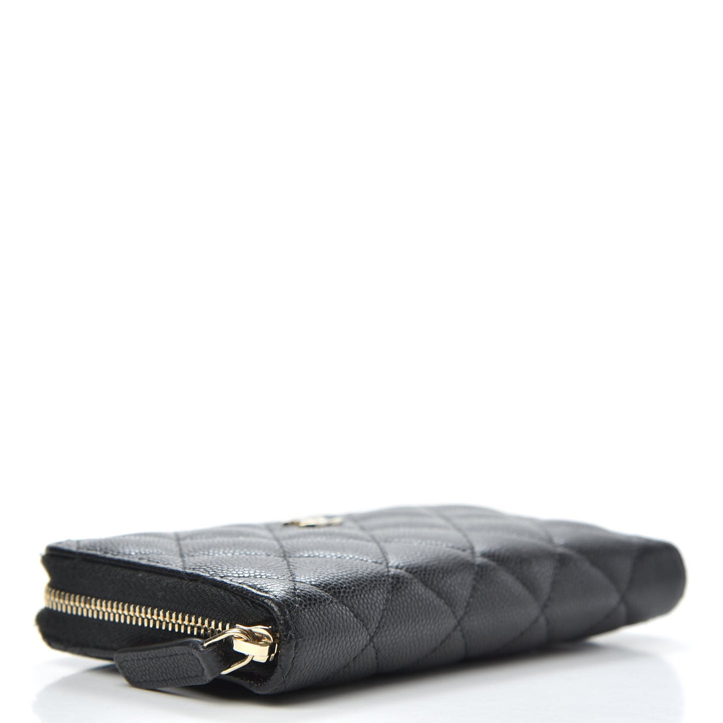 Caviar Quilted Medium Zip Around Wallet Black