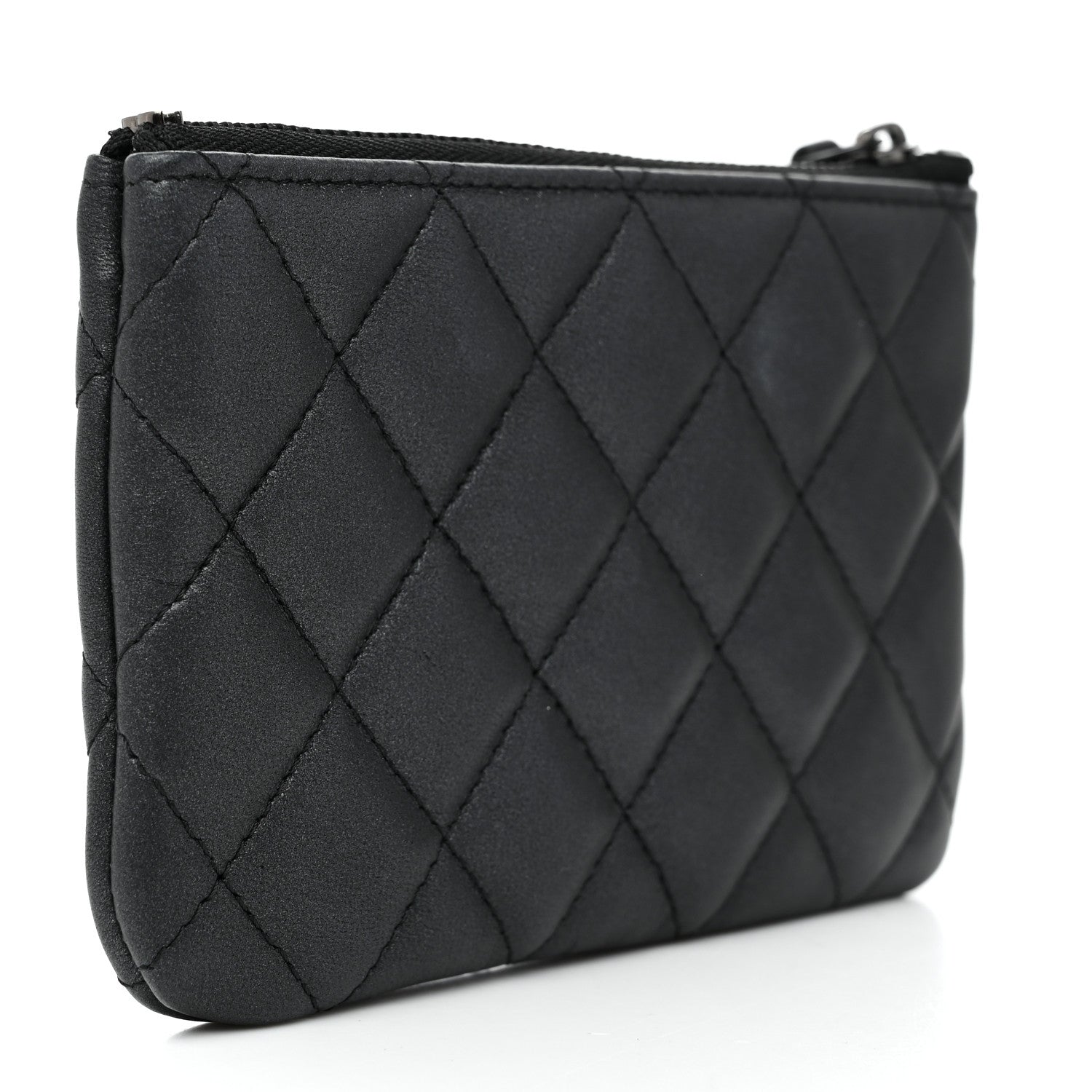 Chanel Pearly Lambskin Quilted Small Cosmetic Case So Black 3 of 8
