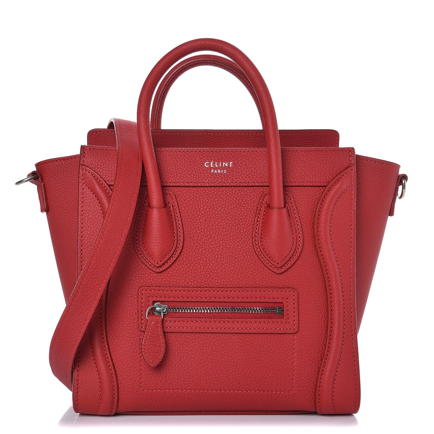 Drummed Calfskin Nano Luggage Red