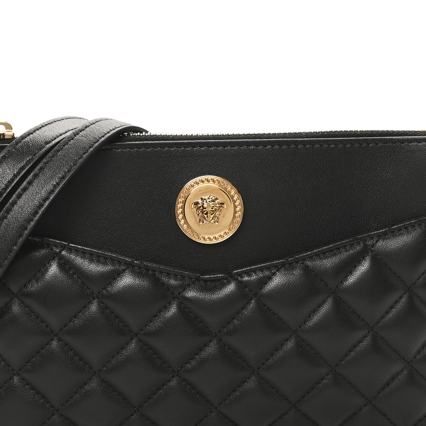 Nappa Quilted La Medusa Shoulder Bag Black