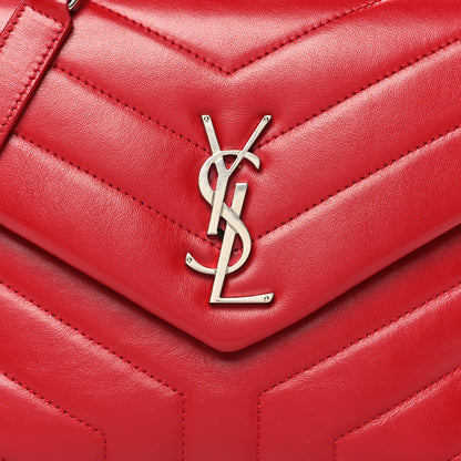 Saint Laurent Calfskin Y Quilted Monogram Small Loulou Chain Satchel Lipstick Red 8 of 12