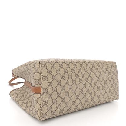 Gucci GG Supreme Monogram Emblem Medium Tote Bag Beige Dark Brown 4 of 10