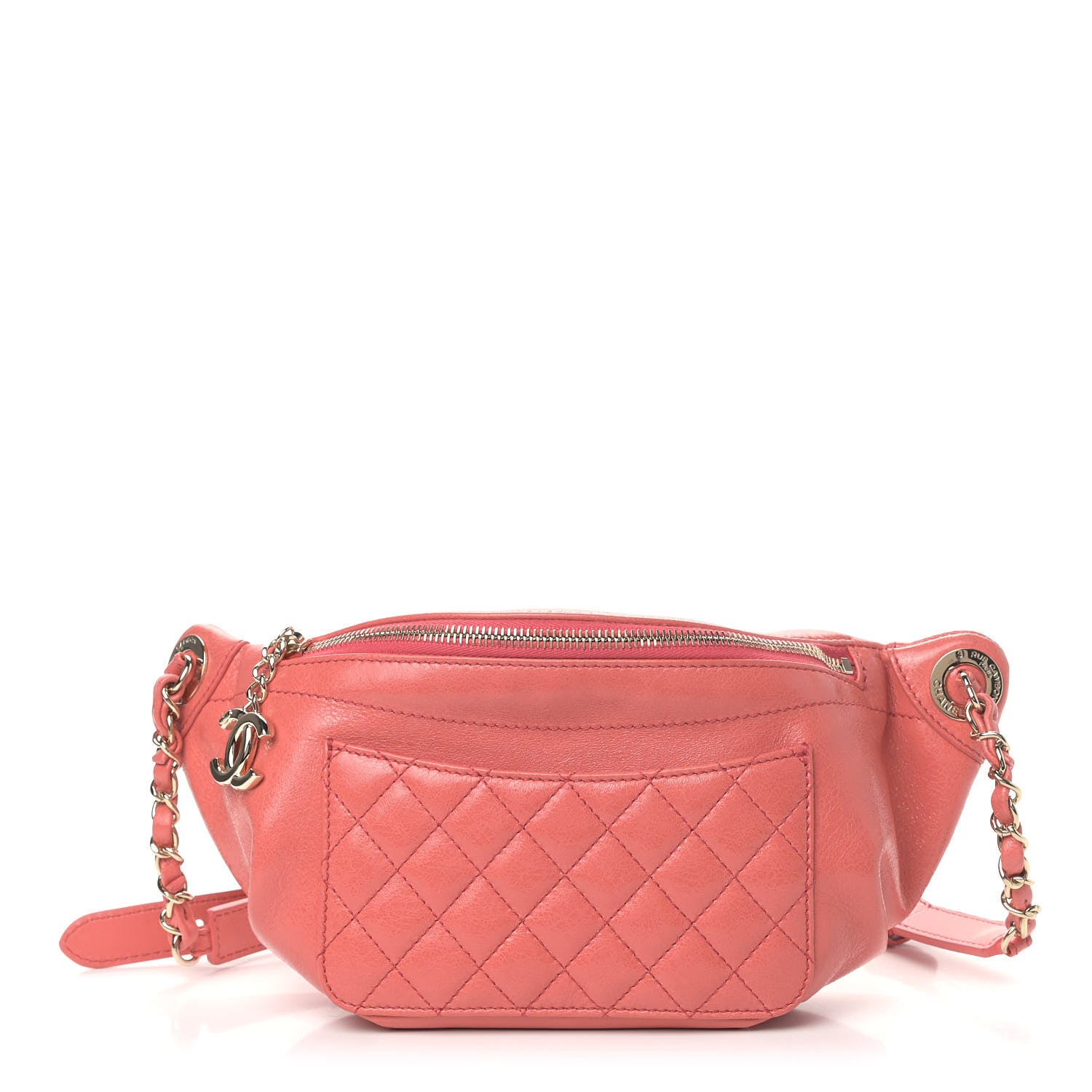 Chanel Crumpled Glazed Lambskin Quilted Waist Bag Fanny Pack Pink 1 of 8