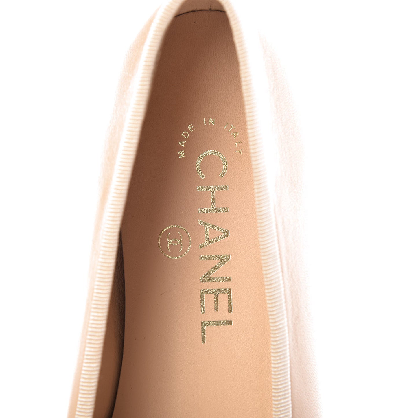 Lambskin Cap Toe CC Ballerina Flats 36.5 Beige Black