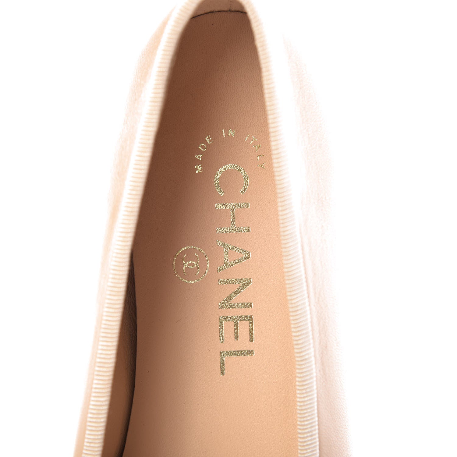 Chanel Lambskin Cap Toe CC Ballerina Flats 36.5 Beige Black 7 of 8