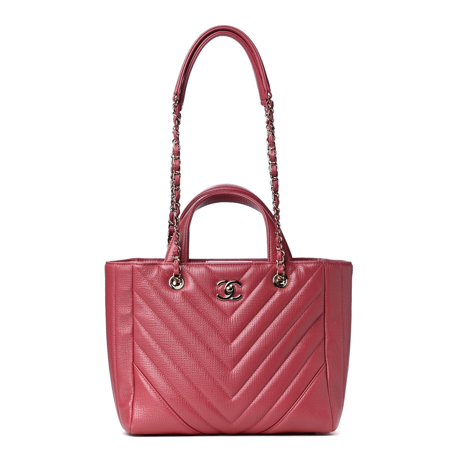 Chanel Calfskin Chevron Quilted Small Statement Shopping Tote Pink 1 of 4