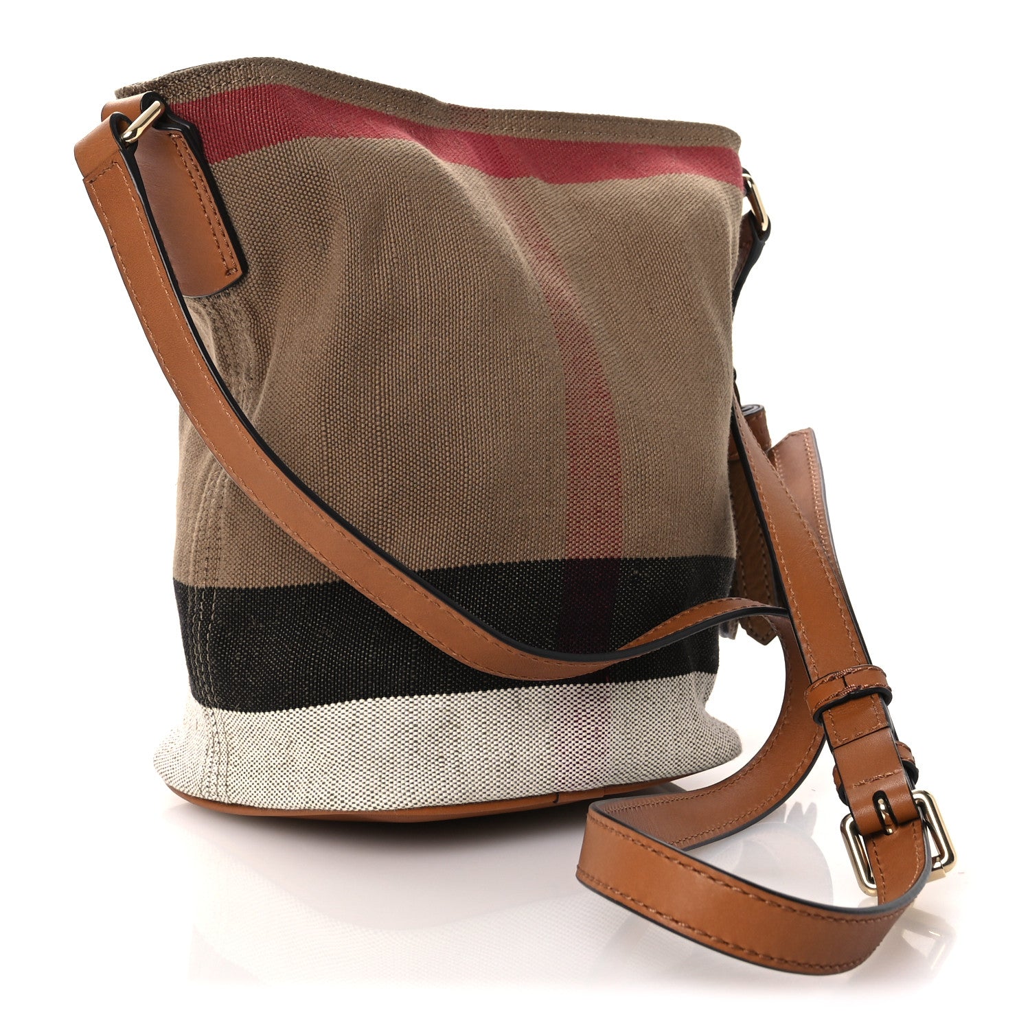 Burberry Canvas Mega Check Mini Ashby Tassel Crossbody Saddle Brown 4 of 14