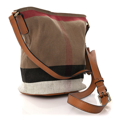 Burberry Canvas Mega Check Mini Ashby Tassel Crossbody Saddle Brown 4 of 14