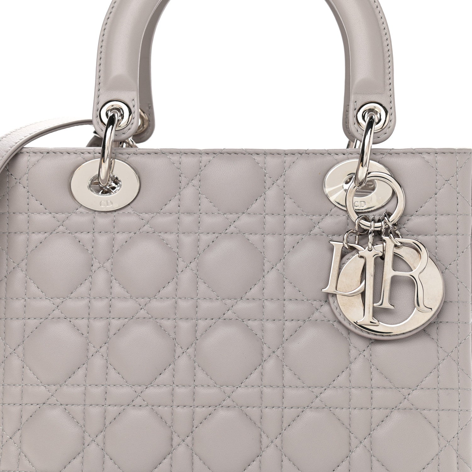 Christian Dior Lambskin Cannage Medium Lady Dior Grey 8 of 10