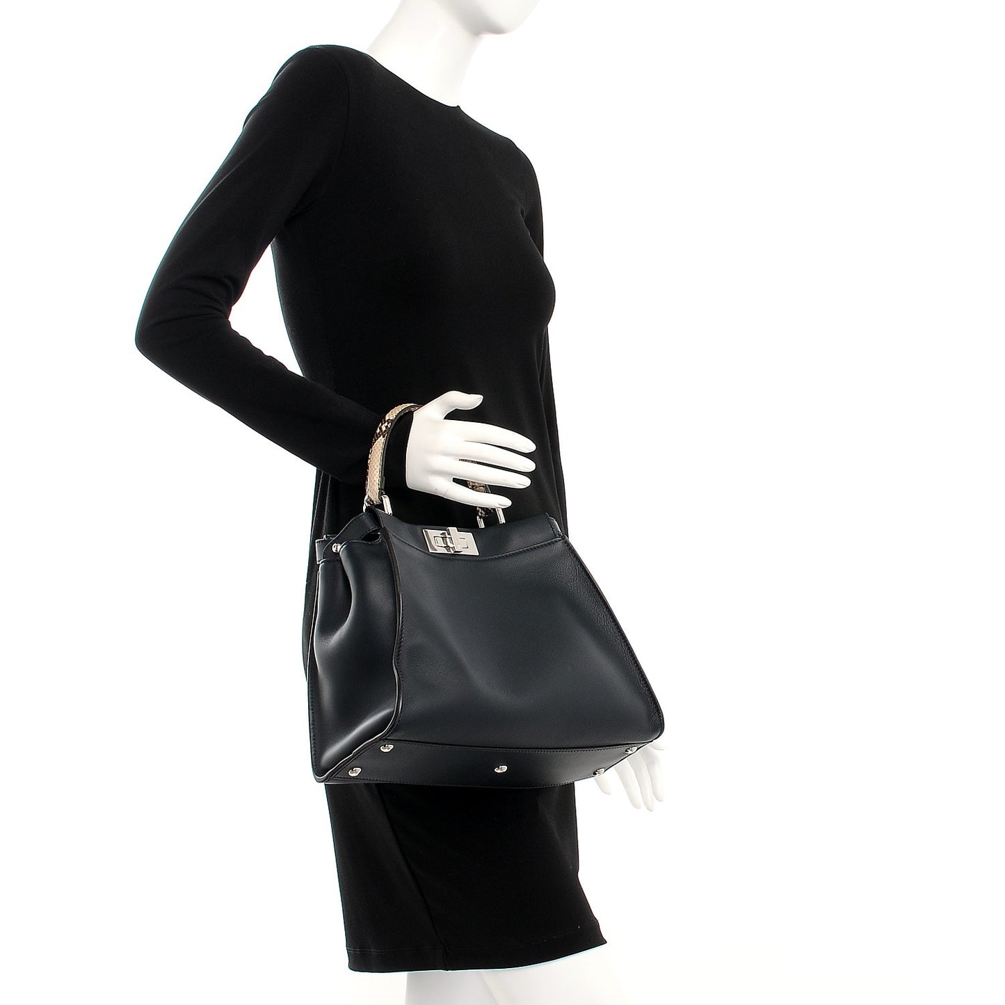Vitello Seta Snakeskin Shiny Nappa Monster Eyes Medium Peekaboo Iconic Satchel Blue Notte Roccia