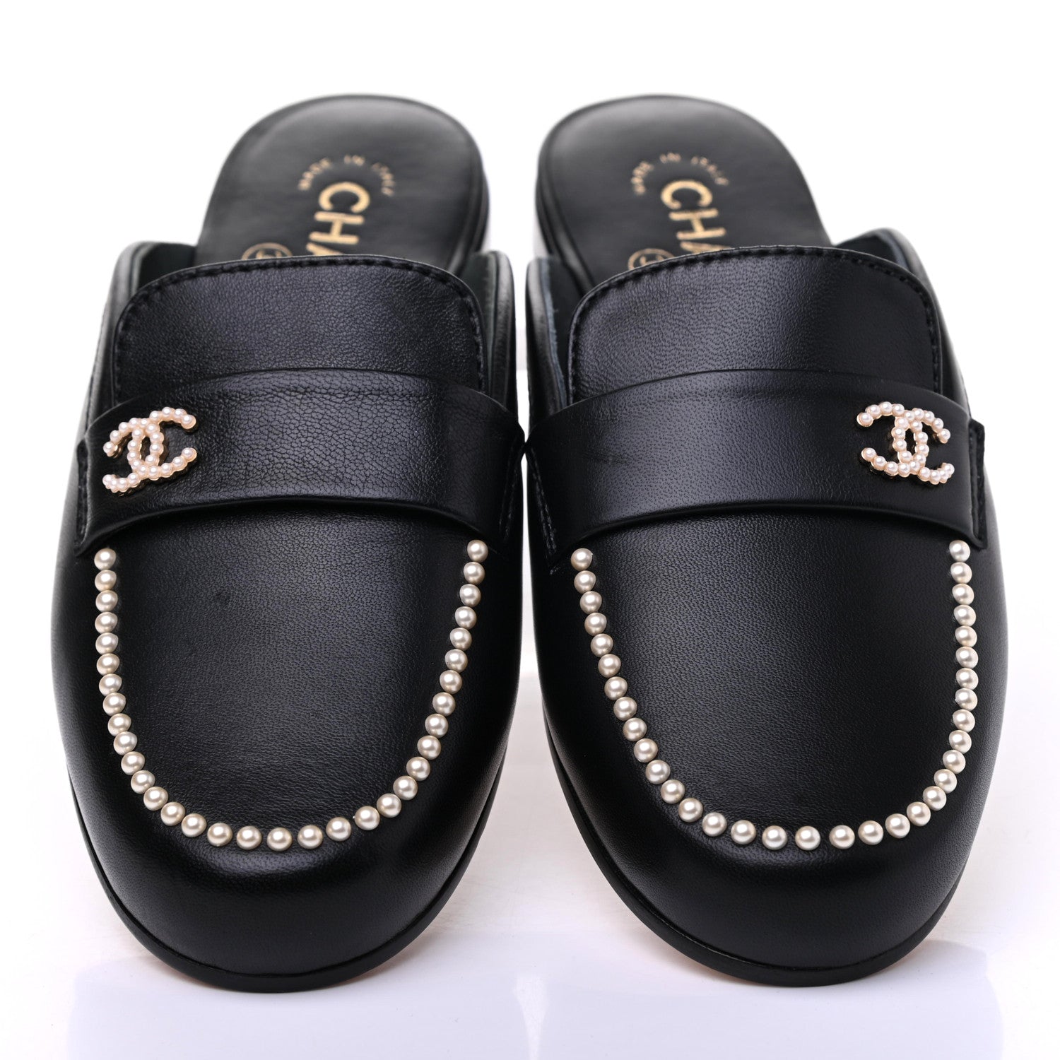 Chanel Calfskin Pearl CC Mules 37 Black 5 of 12