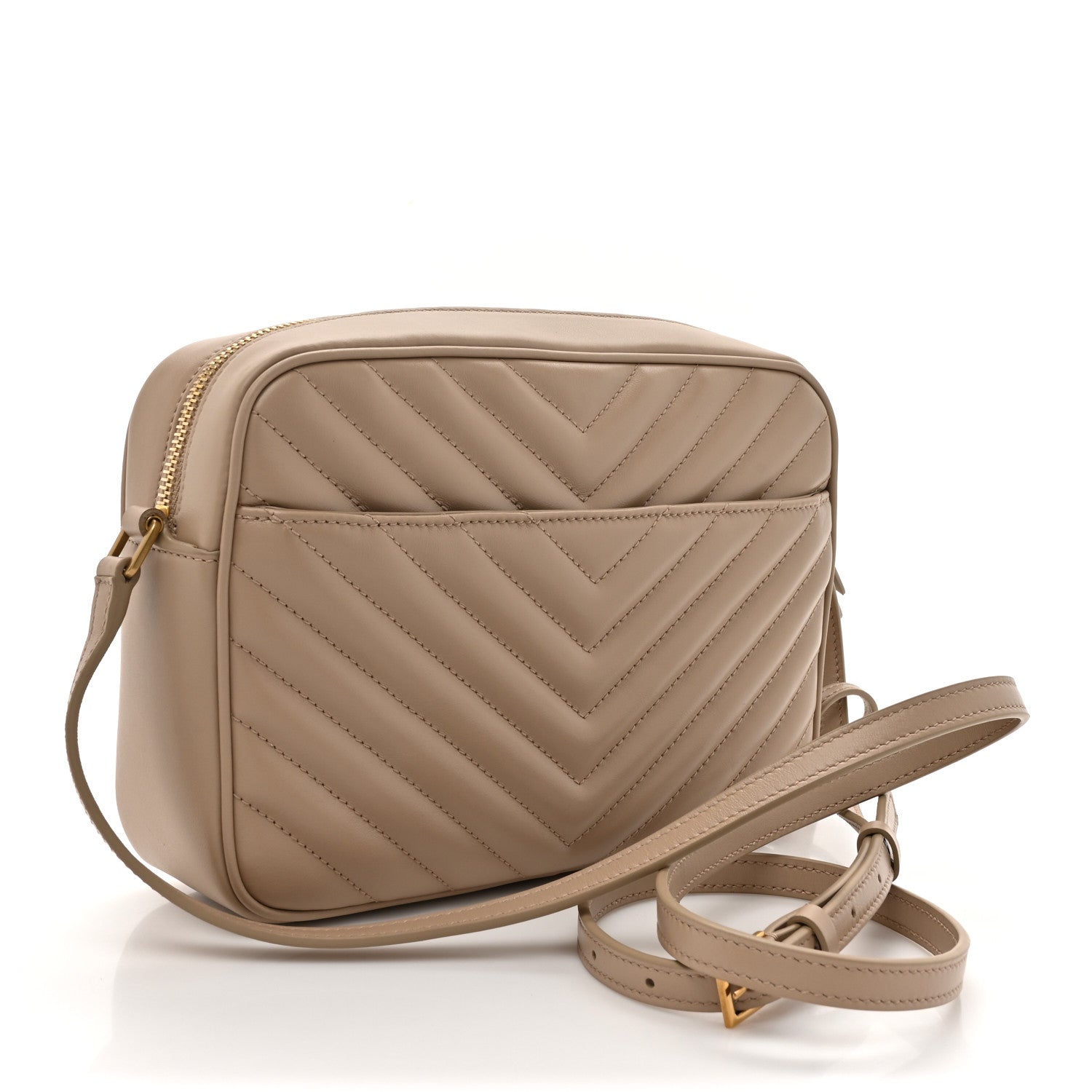 Saint Laurent Calfskin Matelasse Monogram Lou Camera Bag Dark Beige 3 of 10