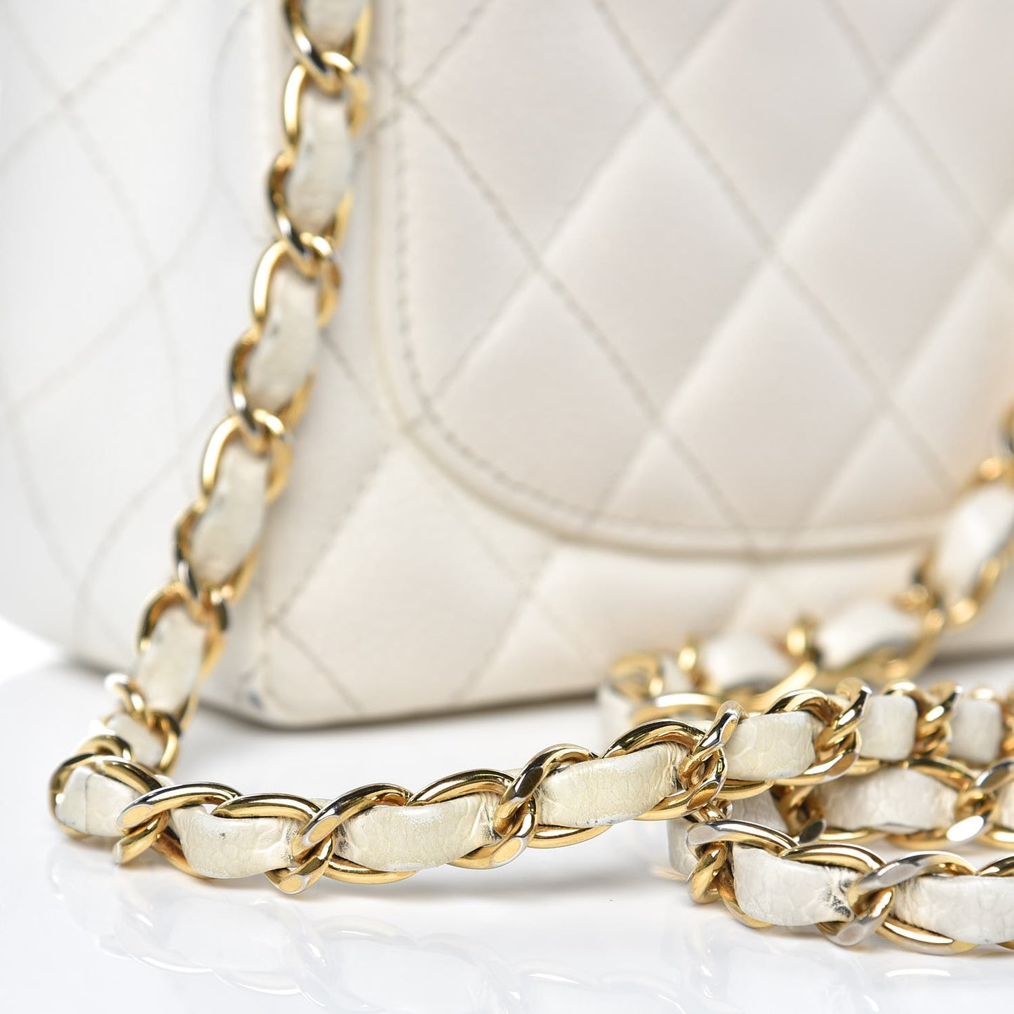Caviar Quilted Mini Square Flap White
