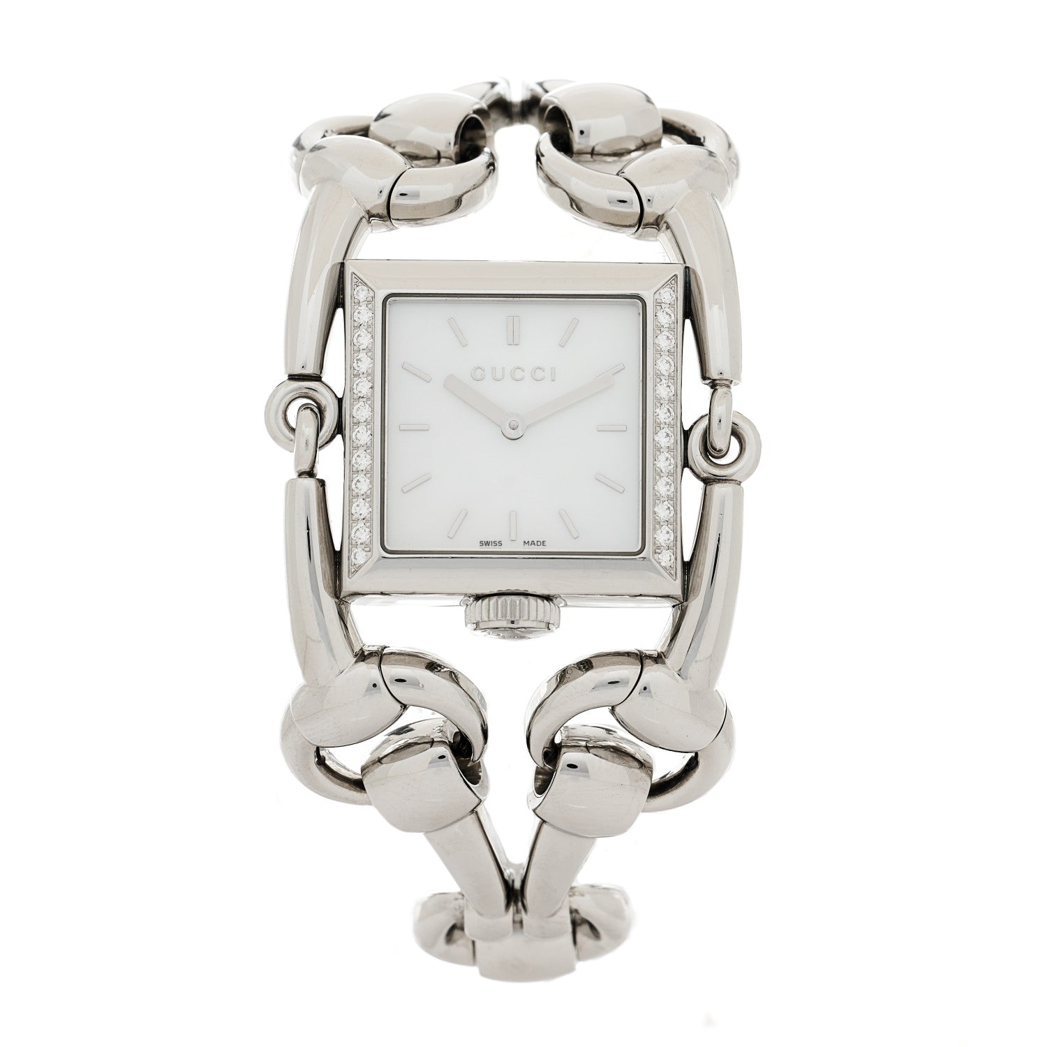 Gucci Stainless Steel Diamond Mother of Pearl 25mm Signoria Quartz Watch 1 of 4