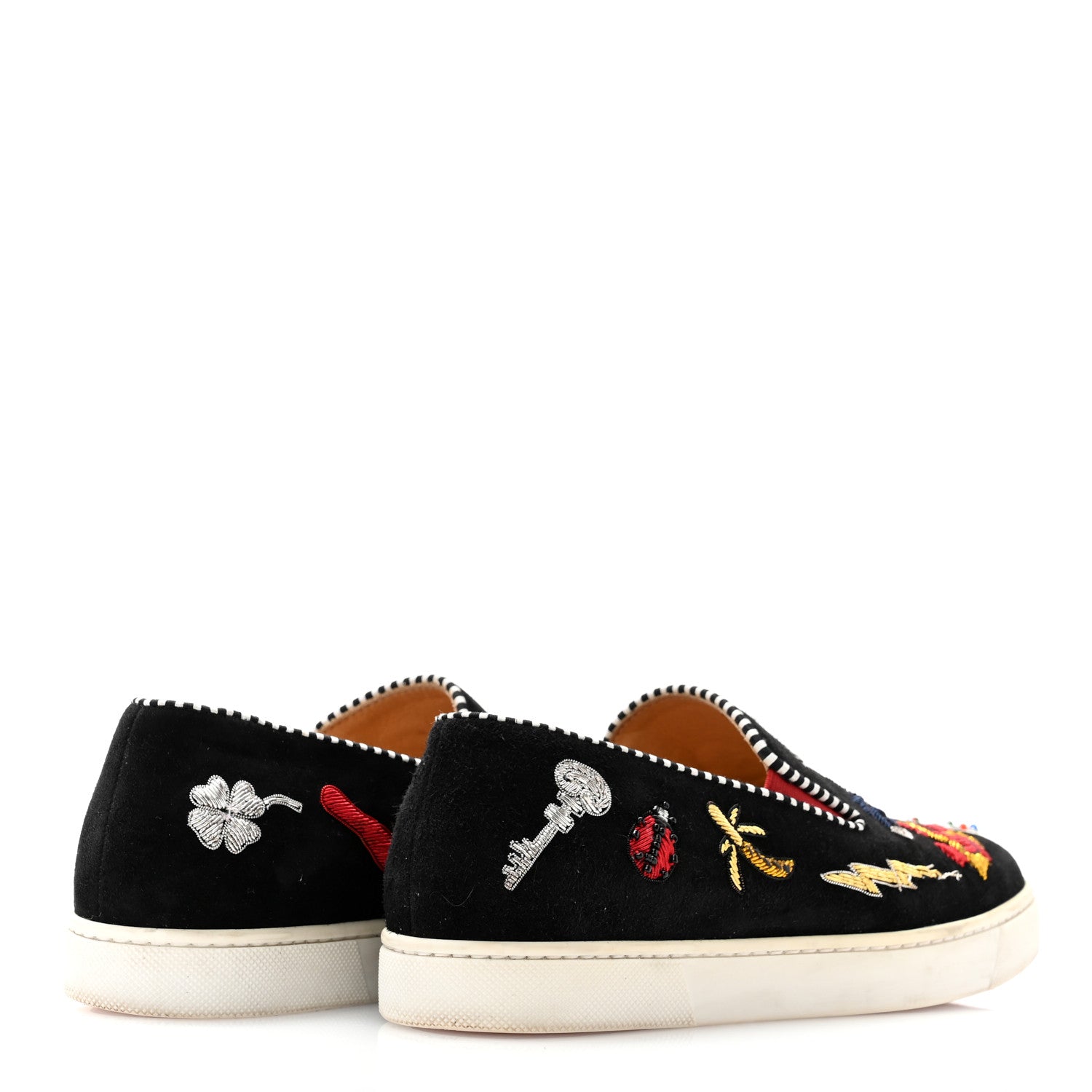 Christian Louboutin Suede Womens Roller Boat Slip On Sneakers 35 Black Multicolor 4 of 10