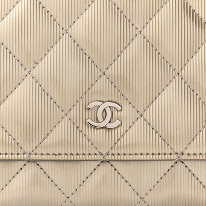 Chanel Striated Patent Quilted Wallet On Chain WOC Beige 7 of 9