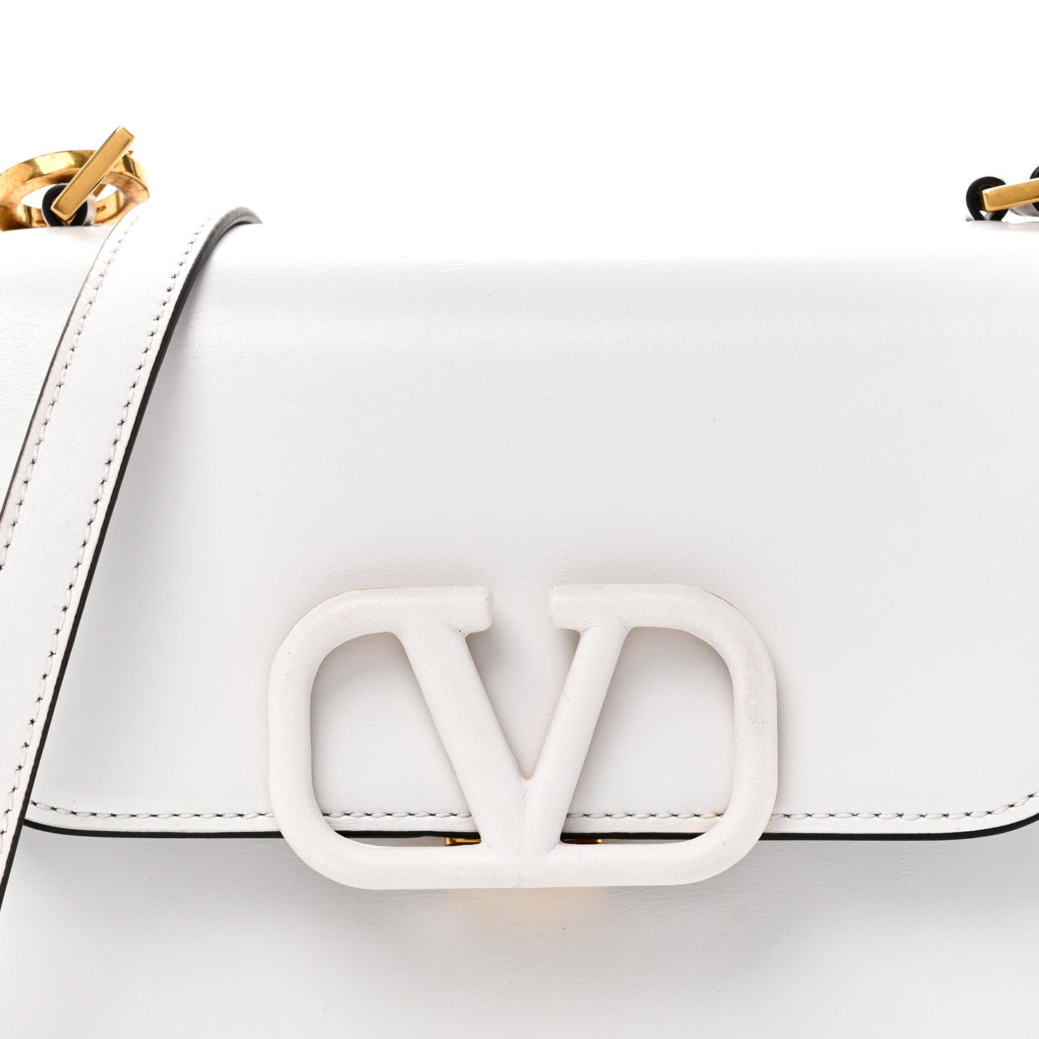 Valentino Garavani Smooth Calfskin Small VSling Shoulder Bag White