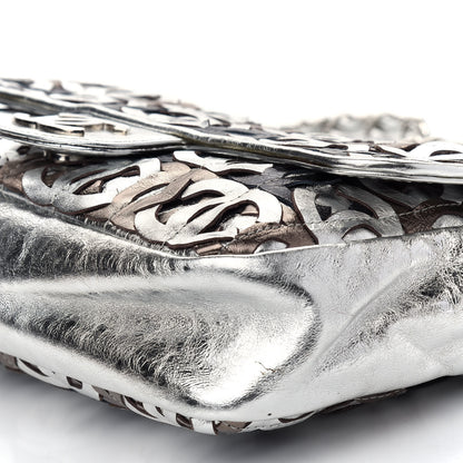 Chanel Metallic Crackled Calfskin Medium CC Mix Flap Silver Gold 9 of 9