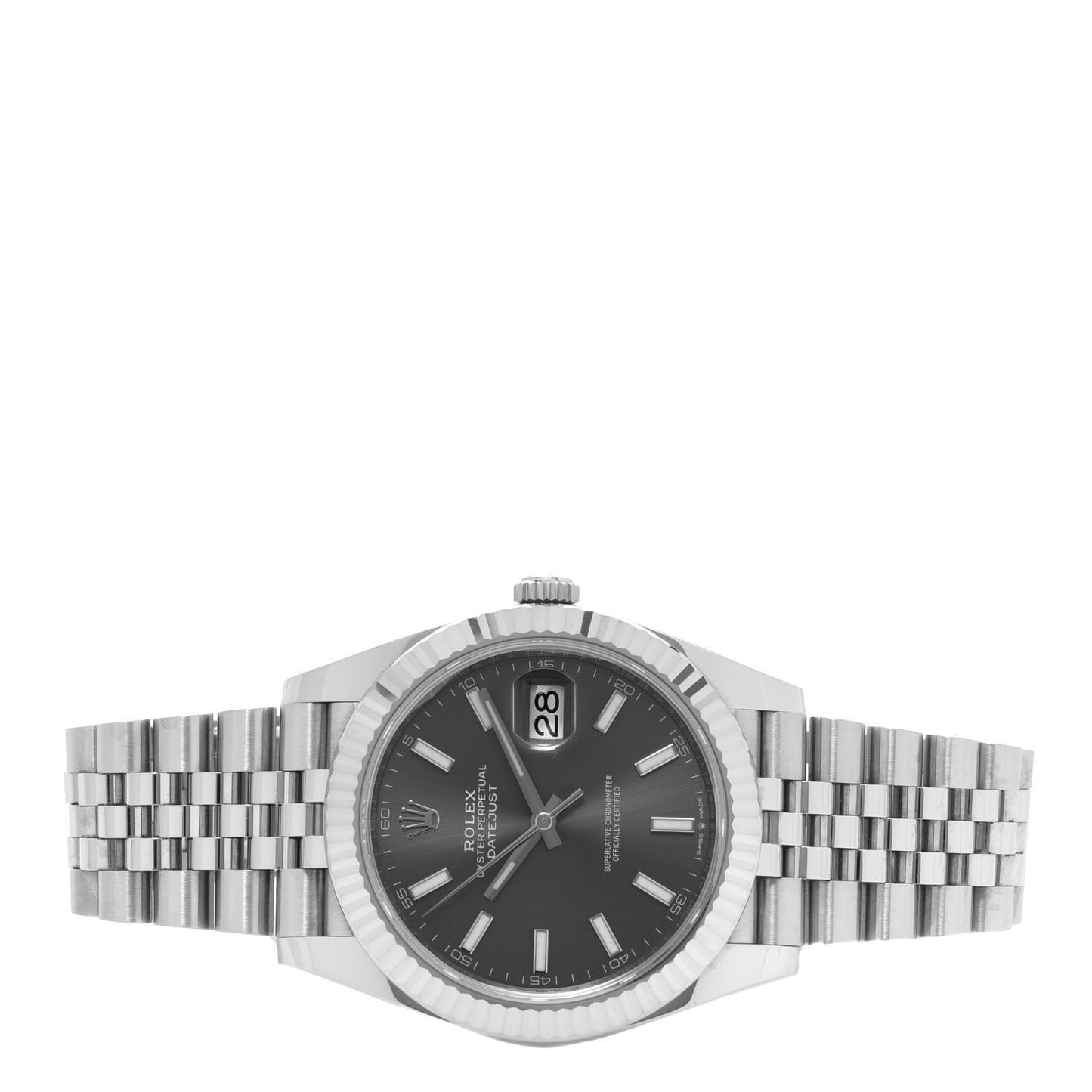 Stainless Steel 18K White Gold 41mm Oyster Perpetual Datejust Watch Slate 126334