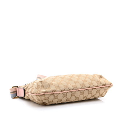 Gucci Monogram Web Small Flat Messenger Crossbody Pink Blue 4 of 10