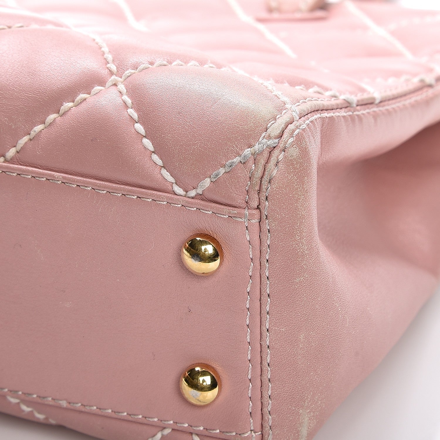Chanel Calfskin Contrast Stitch Surpique Tote Pink 17 of 19