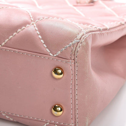 Chanel Calfskin Contrast Stitch Surpique Tote Pink 17 of 19