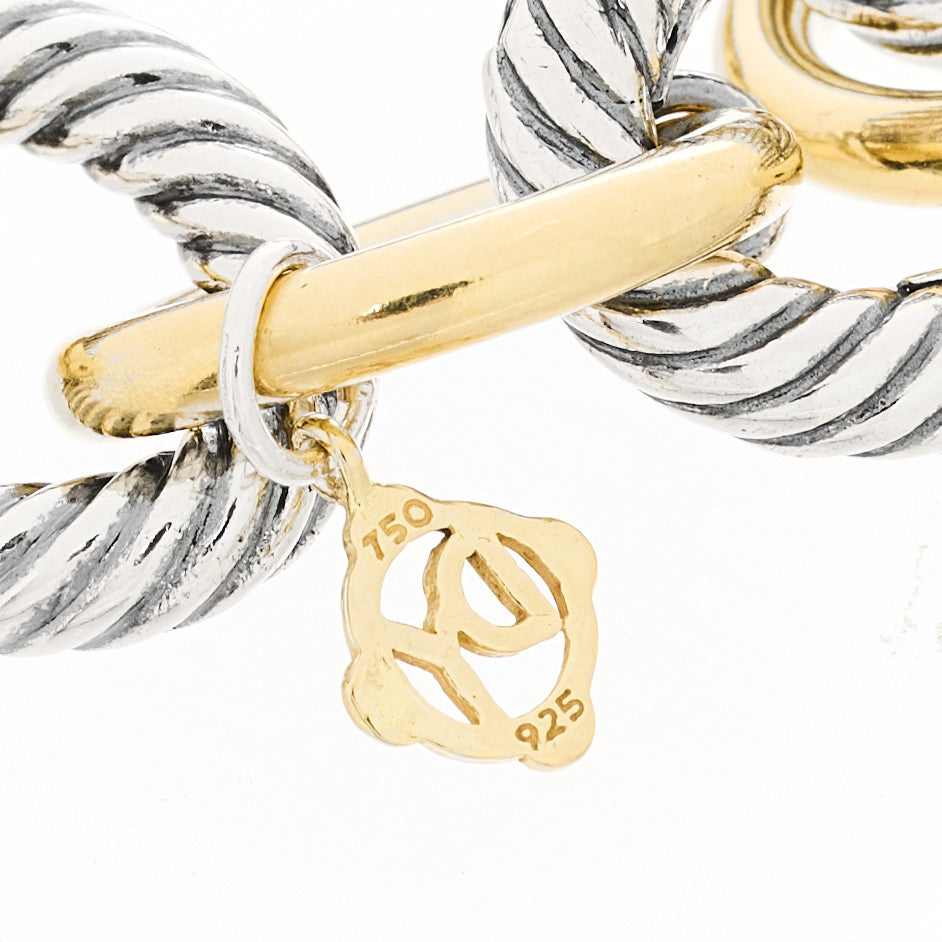 Sterling Silver 18K Yellow Gold 18mm Extra Large Oval Link Bracelet