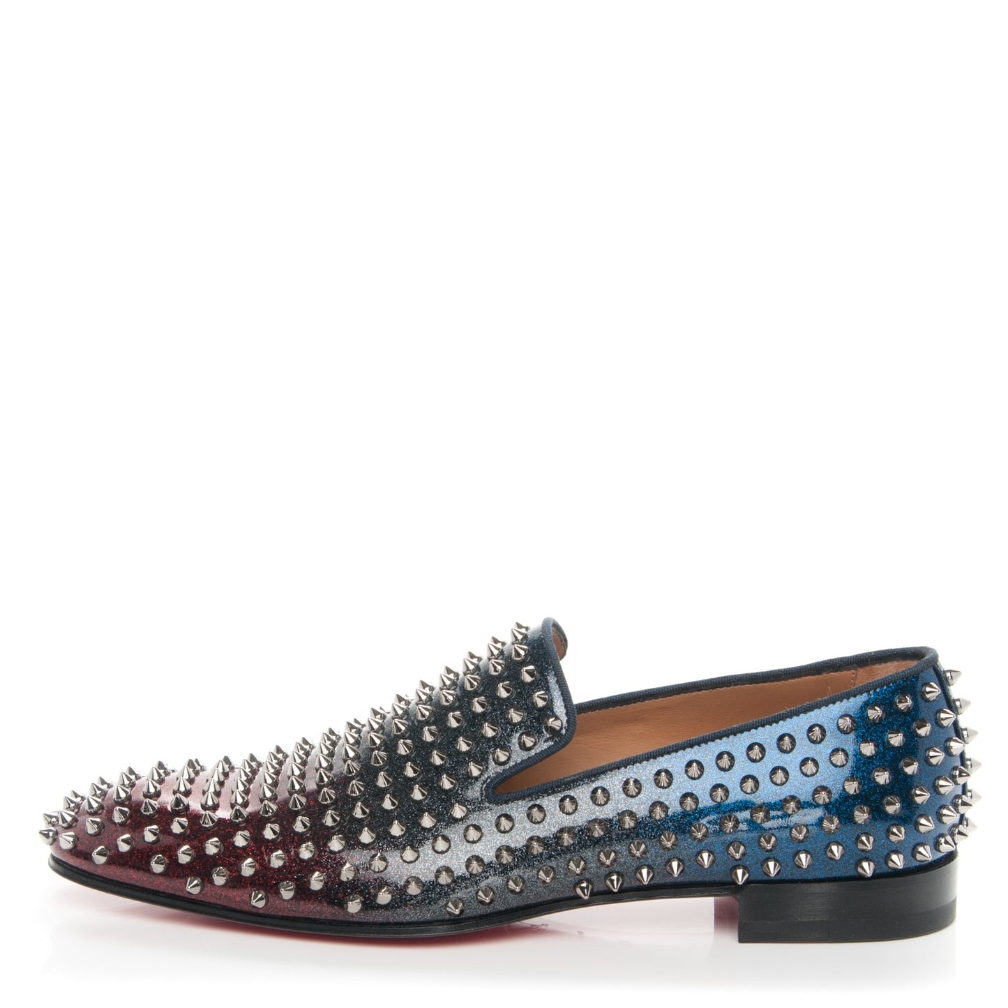 Mens Patent Dandelion Spikes Flat Loafers 43 Gunmetal Multi