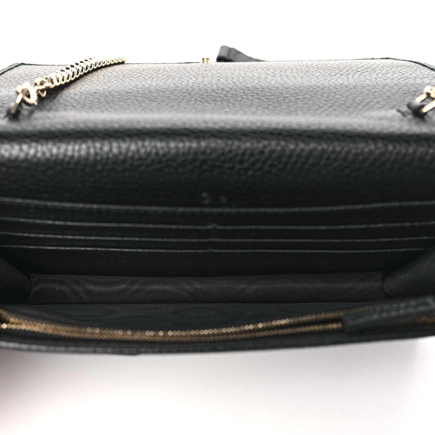 Gucci Pebbled Calfskin Soho Wallet On Chain Black 5 of 9