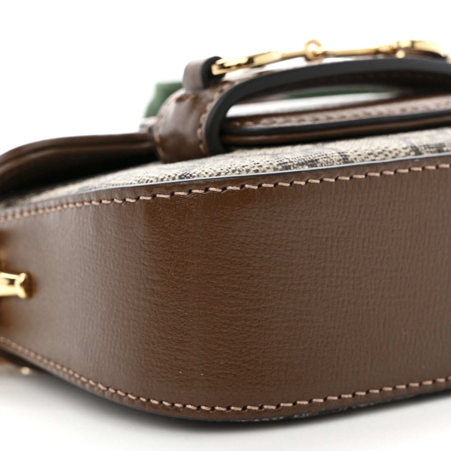 Gucci GG Supreme Monogram Azalea Calfskin Web Horsebit 1955 Wallet On Strap Beige Ebony Brown Sugar 9 of 10