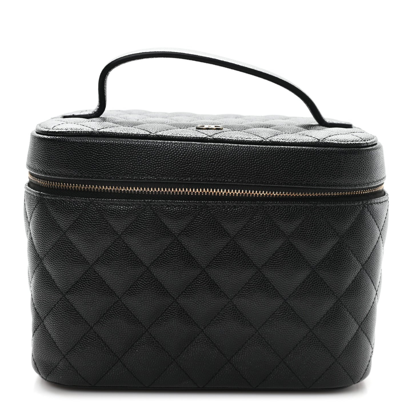 Caviar Quilted Large Vanity Pouch Black