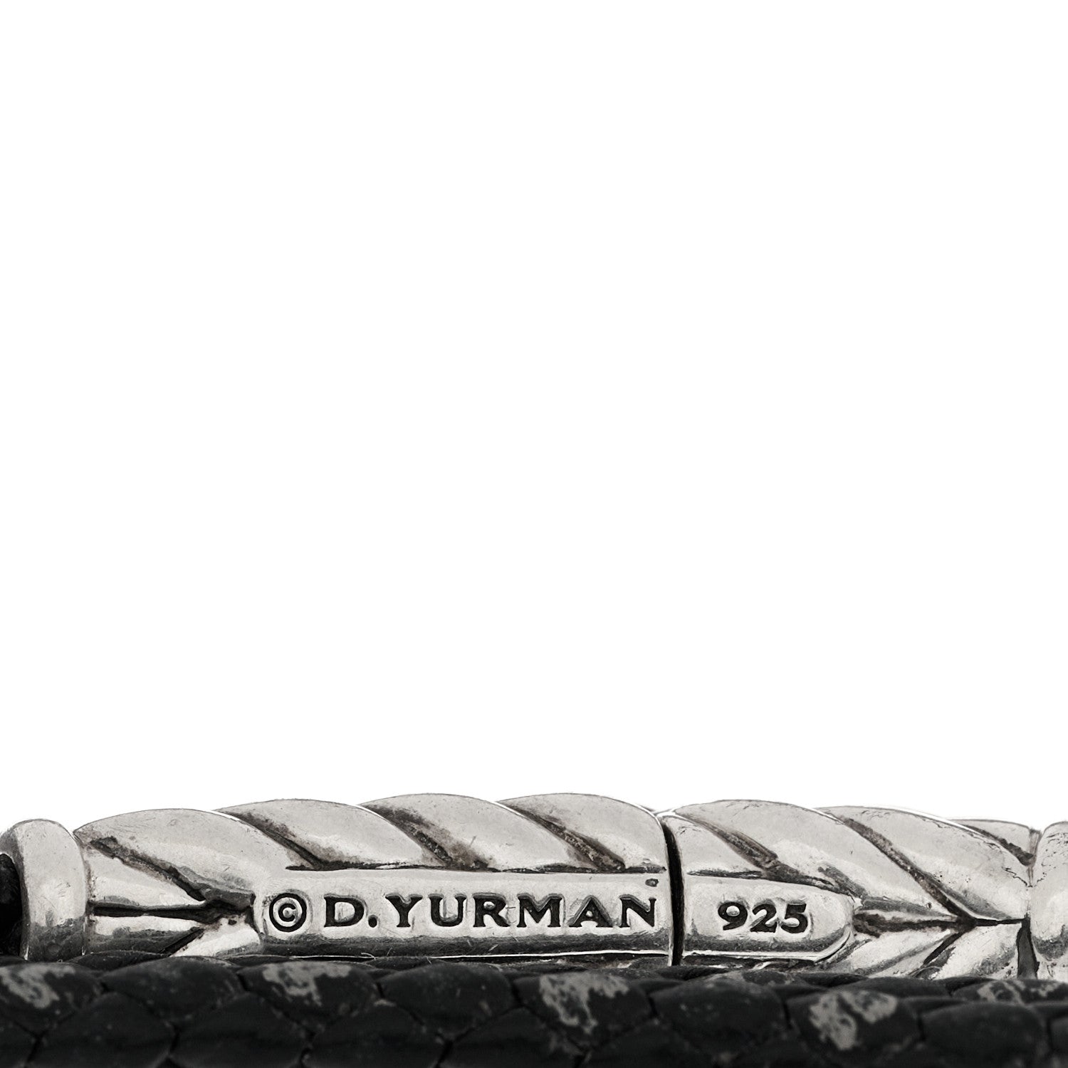 David Yurman Sterling Silver Leather Mens Chevron Triple-Wrap Bracelet Black 4 of 4