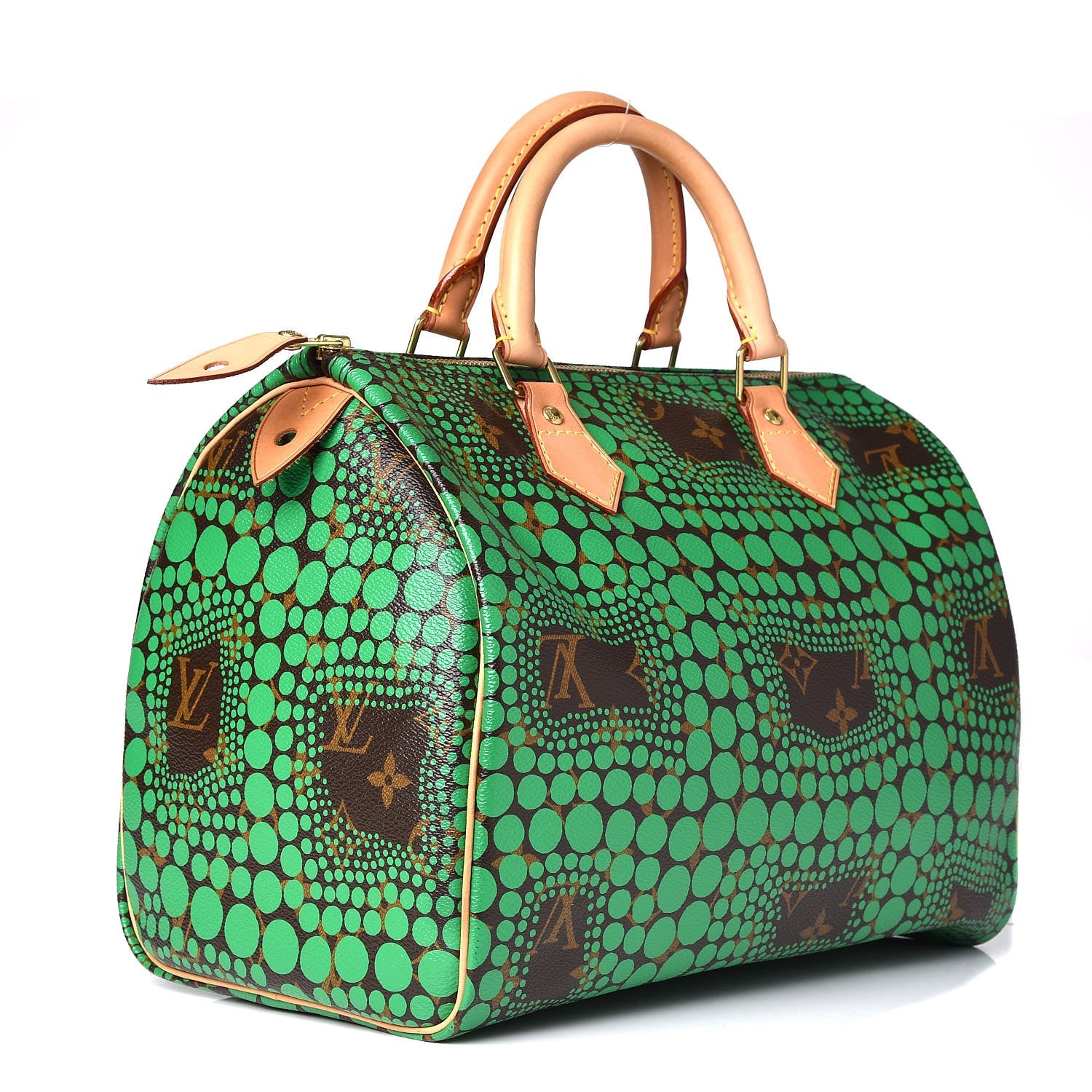 Louis Vuitton Monogram Kusama Town Speedy 30 Green 3 of 7