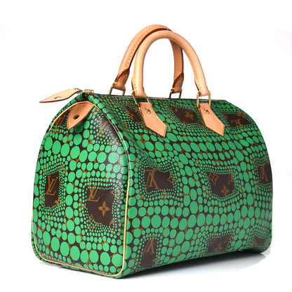 Louis Vuitton Monogram Kusama Town Speedy 30 Green 3 of 7